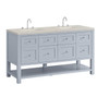 Breckenridge 60" Double Vanity, Serenity Blue, w/ 3 CM Siberian Silestone Top