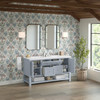 Breckenridge 60" Double Vanity, Serenity Blue, w/ 3 CM White Zeus Quartz Top