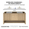 Breckenridge 60" Double Vanity, Serenity Blue, w/ 3 CM Tajnar Eclos Top w/FreePower Wireless Charger