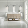 Breckenridge 60" Double Vanity, Whitewashed Oak, w/ 3 CM Eternal Jasmine Pearl Quartz Top