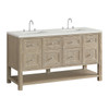Breckenridge 60" Double Vanity, Whitewashed Oak, w/ 3 CM Lime Delight Quartz Top