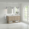 Breckenridge 60" Double Vanity, Whitewashed Oak, w/ 3 CM Victorian Silver Quartz Top w/FreePower Wireless Charger