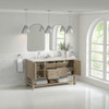 Breckenridge 60" Double Vanity, Whitewashed Oak, w/ 3 CM Victorian Silver Quartz Top w/FreePower Wireless Charger