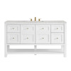 Breckenridge 60" Single Vanity, Bright White, w/ 3 CM Eternal Jasmine Pearl Silestone Top w/ FreePower Wireless Charger
