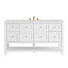 Breckenridge 60" Single Vanity, Bright White, w/ 3 CM Ethereal Noctis Silestone Top w/ FreePower Wireless Charger