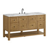 Breckenridge 60" Single Vanity, Light Natural Oak, w/ 3 CM Carrara Marble Top