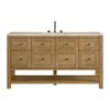 Breckenridge 60" Single Vanity, Light Natural Oak, w/ 3 CM Tajnar Eclos Top