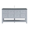 Breckenridge 60" Single Vanity, Serenity Blue, w/ 3 CM Charcoal Soapstone Quartz Top