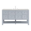 Breckenridge 60" Single Vanity, Serenity Blue, w/ 3 CM Eternal Jasmine Pearl Silestone Top w/ FreePower Wireless Charger