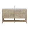 Breckenridge 60" Single Vanity, Whitewashed Oak, w/ 3 CM Ethereal Noctis Silestone Top w/ FreePower Wireless Charger