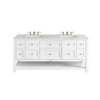 Breckenridge 72" Double Vanity, Bright White w/ 3 CM Eternal Jasmine Pearl Top