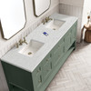 Breckenridge 72" Double Vanity, Smokey Celadon w/ 3 CM Eternal Jasmine Pearl Top w/FreePower Wireless Charger