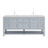 Breckenridge 72" Double Vanity, Serenity Blue, w/ 3 CM Eternal Jasmine Pearl Quartz Top w/FreePower Wireless Charger
