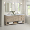 Breckenridge 72" Double Vanity, Whitewashed Oak w/ 3 CM Carrara White Marble Top