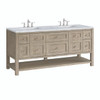 Breckenridge 72" Double Vanity, Whitewashed Oak w/ 3 CM Carrara White Marble Top