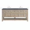 Breckenridge 72" Double Vanity, Whitewashed Oak w/ 3 CM Charcoal Soapstone Silestone Top
