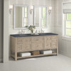 Breckenridge 72" Double Vanity, Whitewashed Oak w/ 3 CM Charcoal Soapstone Silestone Top