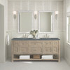 Breckenridge 72" Double Vanity, Whitewashed Oak w/ 3 CM Parisien Bleu Silestone Top