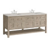 Breckenridge 72" Double Vanity, Whitewashed Oak, w/ 3 CM Siberian Silestone Top