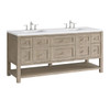 Breckenridge 72" Double Vanity, Whitewashed Oak w/ 3 CM White Zeus Silestone Top