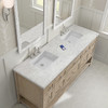 Breckenridge 72" Double Vanity, Whitewashed Oak w/ 3 CM Eternal Jasmine Pearl Silestone Top w/FreePower Wireless Charger
