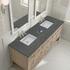 Breckenridge 72" Double Vanity, Whitewashed Oak w/ 3 CM Parisien Bleu Silestone Top w/FreePower Wireless Charger