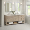 Breckenridge 72" Double Vanity, Whitewashed Oak, w/ 3 CM Siberian Silestone Top w/FreePower Wireless Charger