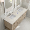 Breckenridge 72" Double Vanity, Whitewashed Oak, w/ 3 CM Siberian Silestone Top w/FreePower Wireless Charger