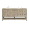 Breckenridge 72" Double Vanity, Whitewashed Oak, w/ 3 CM Tajnar Eclos Top w/FreePower Wireless Charger