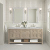 Breckenridge 72" Double Vanity, Whitewashed Oak w/ 3 CM Victorian Silver Silestone Top w/FreePower Wireless Charger