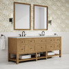 Breckenridge 84" Double Vanity, Light Natural Oak w/ 3 CM Eternal Jasmine Pearl Top w/FreePower Wireless Charger