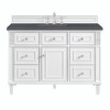 Lorelai 48" Single Vanity, Bright White w/ 3 CM Charcoal Soapstone Silestone Top