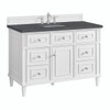 Lorelai 48" Single Vanity, Bright White w/ 3 CM Charcoal Soapstone Silestone Top