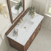 Lorelai 48" Single Vanity, Mid-Century Walnut w/ 3 CM Ethereal Noctis Silestone Top w/FreePower Wireless Charger