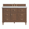 Lorelai 48" Single Vanity, Mid-Century Walnut w/ 3 CM Victorian Silver Silestone Top w/FreePower Wireless Charger