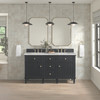 Lorelai 60" Double Vanity, Black Onyx w/ 3 CM Victorian Silver Silestone Top