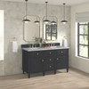 Lorelai 60" Double Vanity, Black Onyx w/ 3 CM Victorian Silver Silestone Top