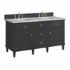 Lorelai 60" Double Vanity, Black Onyx w/ 3 CM Victorian Silver Silestone Top