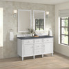 Lorelai 60" Double Vanity, Bright White w/ 3 CM Charcoal Soapstone Silestone Top