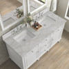 Lorelai 60" Double Vanity, Bright White w/ 3 CM Victorian Silver Silestone Top