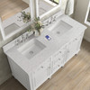 Lorelai 60" Double Vanity, Bright White w/ 3 CM Eternal Jasmine Pearl Silestone Top w/FreePower Wireless Charger