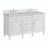 Lorelai 60" Double Vanity, Bright White w/ 3 CM Eternal Jasmine Pearl Silestone Top w/FreePower Wireless Charger