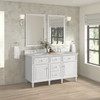 Lorelai 60" Double Vanity, Bright White w/ 3 CM Victorian Silver Silestone Top w/FreePower Wireless Charger