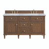 Lorelai 60" Double Vanity, Mid-Century Walnut w/ 3 CM Carrara White Marble Top