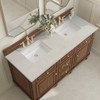 Lorelai 60" Double Vanity, Mid-Century Walnut, w/ 3 CM Siberian Silestone Top