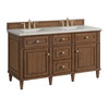 Lorelai 60" Double Vanity, Mid-Century Walnut, w/ 3 CM Siberian Silestone Top