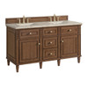 Lorelai 60" Double Vanity, Mid-Century Walnut, w/ 3 CM Tajnar Eclos Top