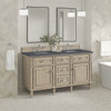 Lorelai 60" Double Vanity, Whitewashed Oak w/ 3 CM Charcoal Soapstone Silestone Top