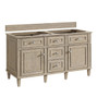 Lorelai 60" Double Vanity, Whitewashed Oak w/ 3 CM Ethereal Noctis Silestone Top