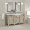 Lorelai 60" Double Vanity, Whitewashed Oak w/ 3 CM Ethereal Noctis Silestone Top